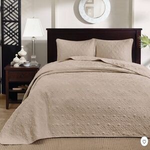 3pc Queen Vancouver Reversible Bedspread Set Khaki - Madison Park: Microfiber